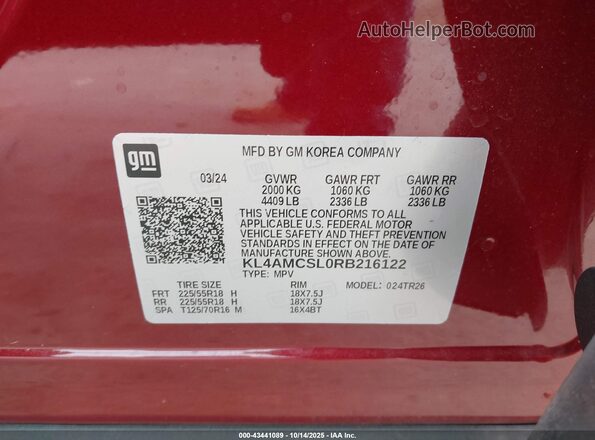 KL4AMCSL0RB216122 2024 BUICK ENCORE Red Widok komory silnika