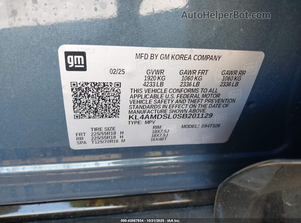KL4AMDSL0SB201129 2025 BUICK ENCORE Синий Вид подкапотного пространства