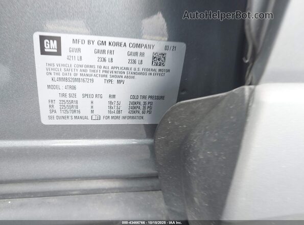 KL4MMBS20MB167219 2021 BUICK ENCORE Серый Вид подкапотного пространства