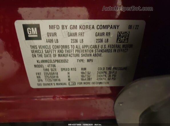 KL4MMGSL5PB035552 2023 BUICK ENCORE Red Vista del compartimento del motor