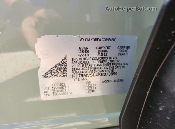 KL79MVSL4SB073859 2025 CHEVROLET TRAILBLAZER Зеленый Панорамный вид салона 360°