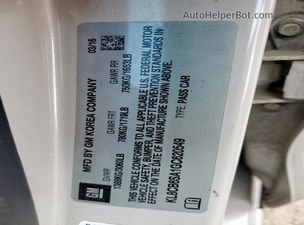 KL8CB6SA1GC620549 2016 CHEVROLET SPARK Silver Շարժիչի բաժամունքի տեսք