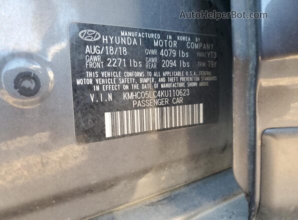 KMHC05LC4KU110623 2019 HYUNDAI IONIQ Gray Widok komory silnika