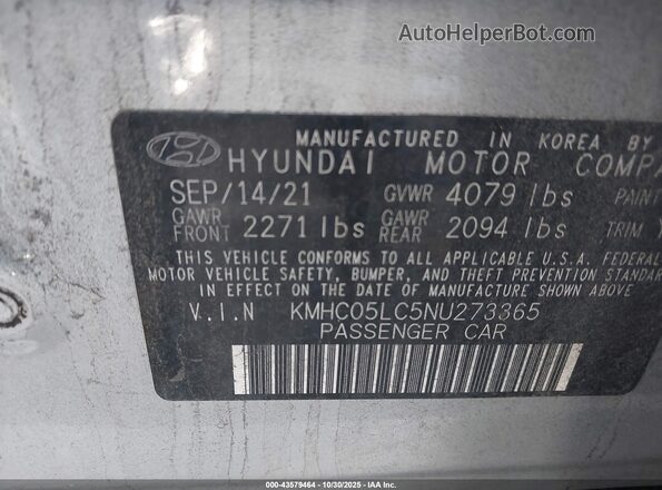 KMHC05LC5NU273365 2022 HYUNDAI IONIQ HYBRID Серебряный Вид подкапотного пространства