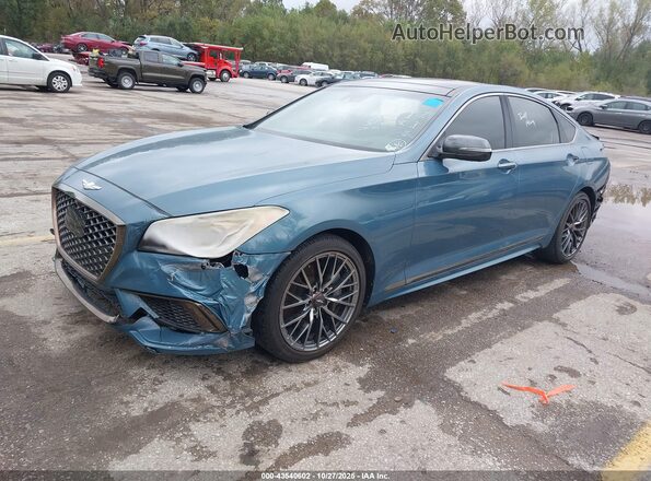 KMHGN4JB6KU290081 2019 GENESIS G80 Синий Передняя левая четверть