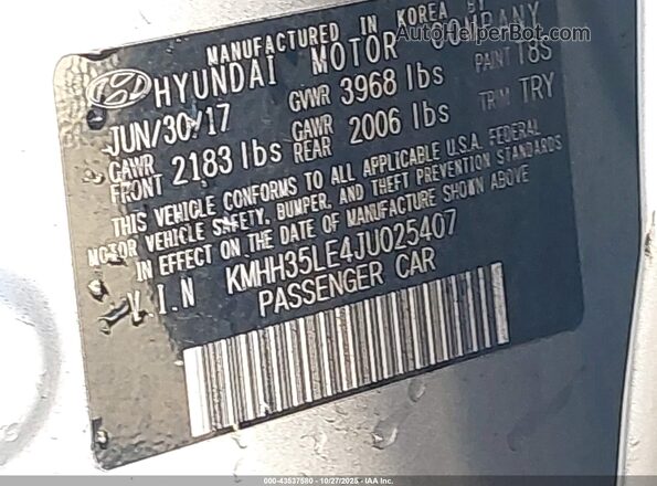 KMHH35LE4JU025407 2018 HYUNDAI ELANTRA GT Серебряный Вид подкапотного пространства