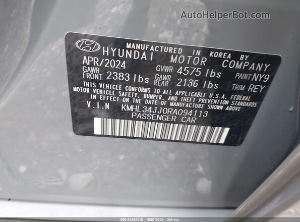 KMHL34JJ0RA094113 2024 HYUNDAI SONATA HYBRID Серый Вид подкапотного пространства