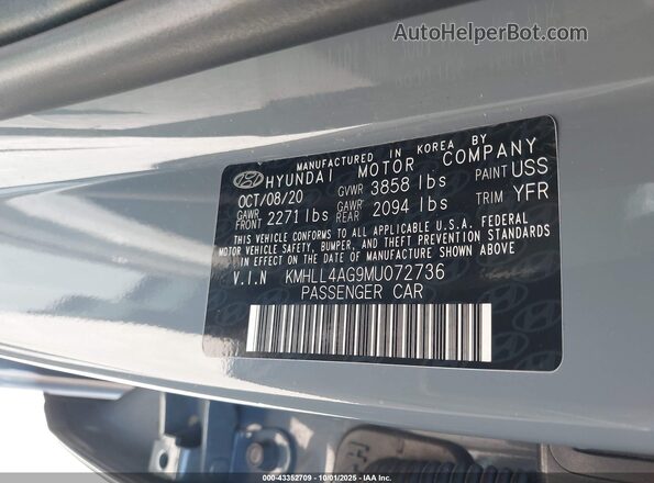 KMHLL4AG9MU072736 2021 HYUNDAI ELANTRA Gray Engine compartment view