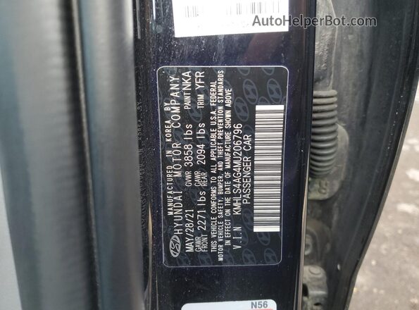 KMHLS4AG4MU206796 2021 HYUNDAI ELANTRA Black Engine compartment view