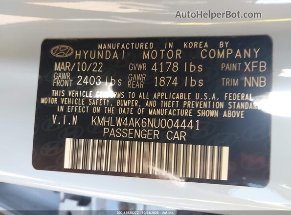 KMHLW4AK6NU004441 2022 HYUNDAI ELANTRA N Синий Вид подкапотного пространства
