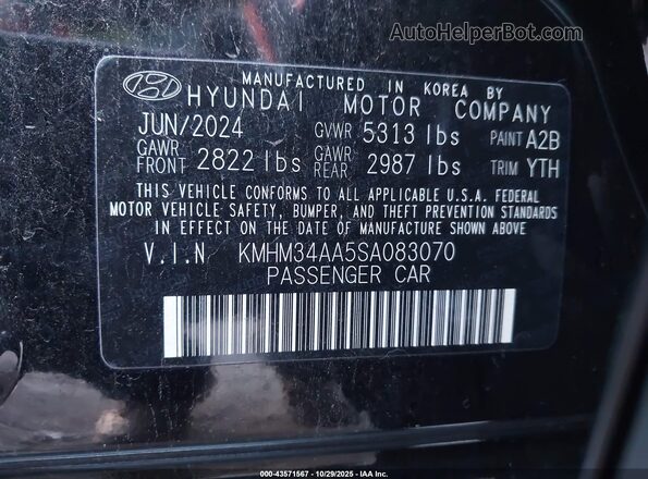 KMHM34AA5SA083070 2025 HYUNDAI IONIQ 6 Black Widok komory silnika