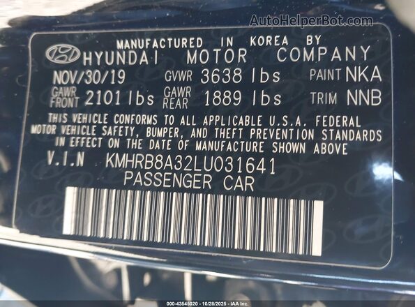 KMHRB8A32LU031641 2020 HYUNDAI VENUE Черный Вид подкапотного пространства
