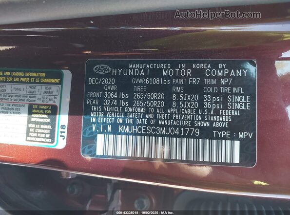 KMUHCESC3MU041779 2021 GENESIS GV80 Burgundy Vista del compartimento del motor