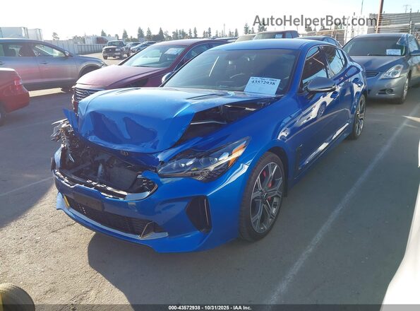 KNAE35LC8L6072773 2020 KIA STINGER Blue წინა მარცხენა ხედი სამი მეოთხედიდან