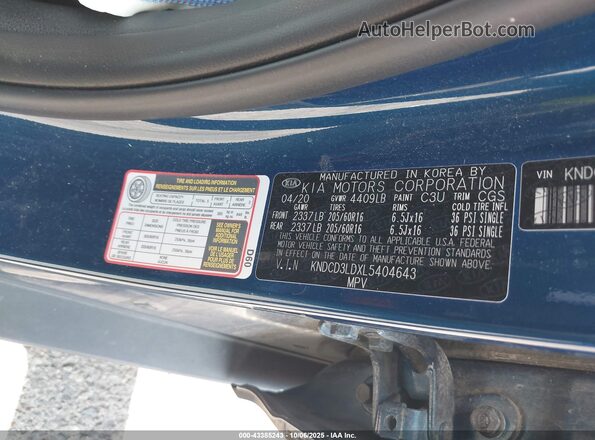 KNDCD3LDXL5404643 2020 KIA NIRO PLUG-IN HYBRID Blue Engine compartment view