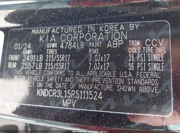 KNDCR3L15R5111524 2024 KIA NIRO EV Black Вид підкапотного простору