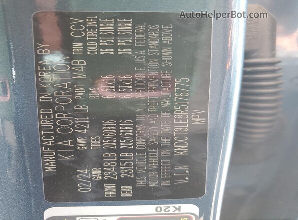 KNDCT3LE8R5176775 2024 KIA NIRO Синий Вид наклейки с VIN-кодом