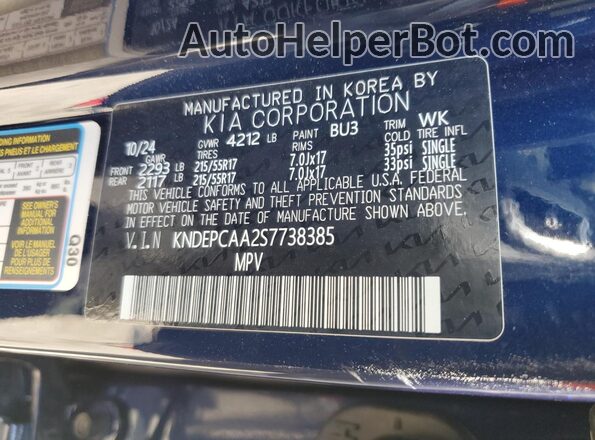 KNDEPCAA2S7738385 2025 KIA SELTOS Blue Widok wnętrza 360 stopni
