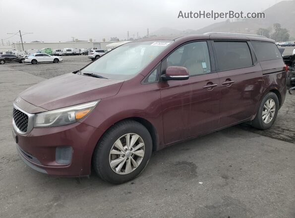 KNDMB5C13G6094234 2016 KIA SEDONA Burgundy წინა მარცხენა ხედი სამი მეოთხედიდან
