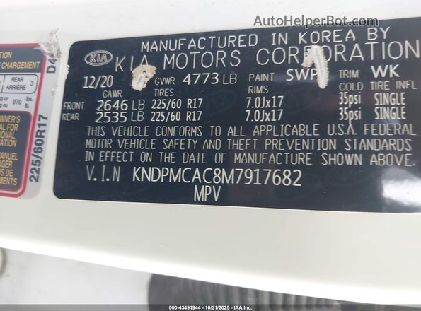 KNDPMCAC8M7917682 2021 KIA SPORTAGE White Widok komory silnika
