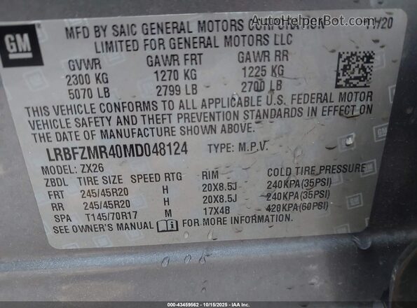 LRBFZMR40MD048124 2021 BUICK ENVISION Gray Engine compartment view