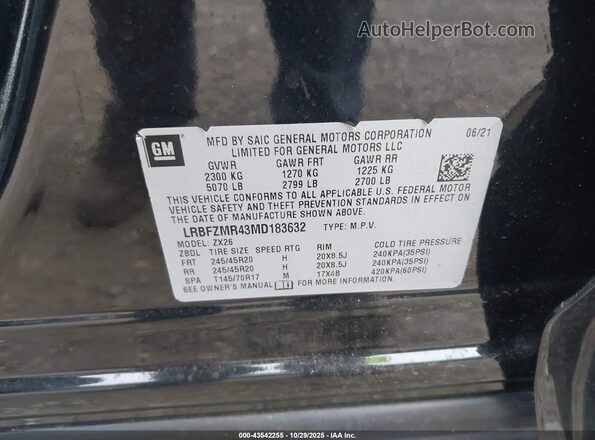 LRBFZMR43MD183632 2021 BUICK ENVISION Черный Вид подкапотного пространства