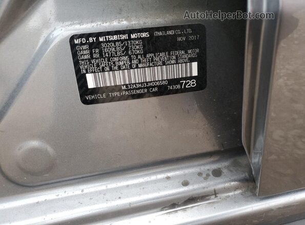 ML32A3HJ3JH006580 2018 MITSUBISHI MIRAGE Gray Вид підкапотного простору