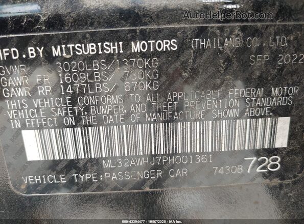 ML32AWHJ7PH001361 2023 MITSUBISHI MIRAGE Черный Вид подкапотного пространства