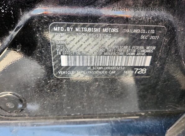 ML32AWHJXNH003232 2022 MITSUBISHI MIRAGE Черный Вид подкапотного пространства
