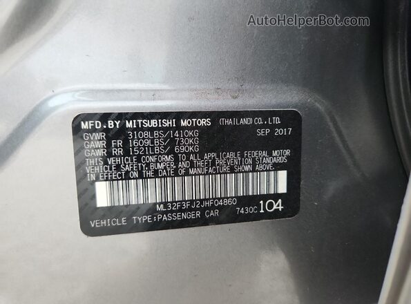 ML32F3FJ2JHF04860 2018 MITSUBISHI MIRAGE Gray Շարժիչի բաժամունքի տեսք