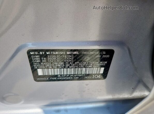 ML32F3FJ4LHF08637 2020 MITSUBISHI MIRAGE Серебряный Вид подкапотного пространства