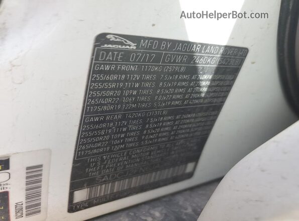 SADCJ2FN6JA260721 2018 JAGUAR F-PACE Белый Вид подкапотного пространства