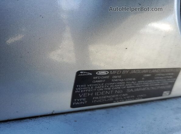 SAJAR4FX7KCP48298 2019 JAGUAR XF Серебряный Вид наклейки с VIN-кодом