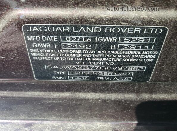 SAJWA2G77G8V97862 2016 JAGUAR XJL Brown Widok komory silnika