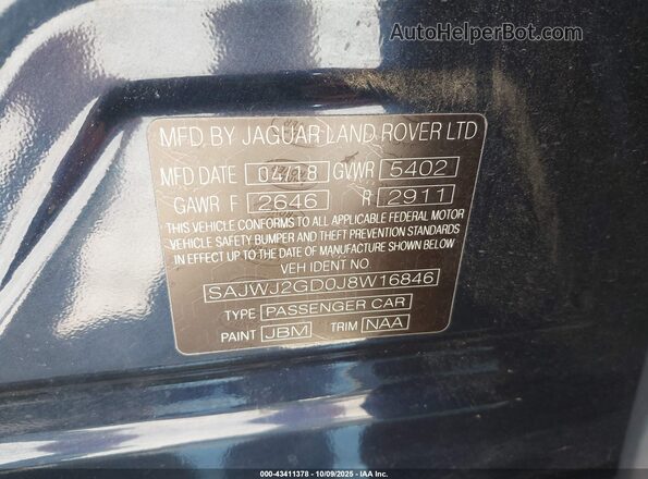 SAJWJ2GD0J8W16846 2018 JAGUAR XJ Blue Widok komory silnika
