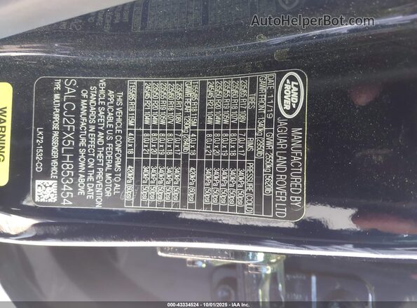 SALCJ2FX5LH853454 2020 LAND ROVER DISCOVERY SPORT Черный Вид подкапотного пространства