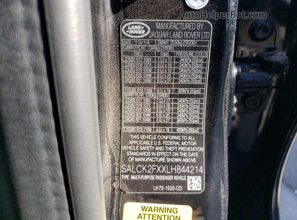 SALCK2FXXLH844214 2020 LAND ROVER DISCOVERY Черный Вид наклейки с VIN-кодом