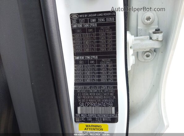 SALCP2RX0JH747159 2018 LAND ROVER DISCOVERY SPORT Белый Вид подкапотного пространства