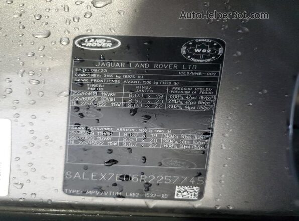 SALEX7EU6R2257745 2024 LAND ROVER DEFENDER Серый Панорамный вид салона 360°