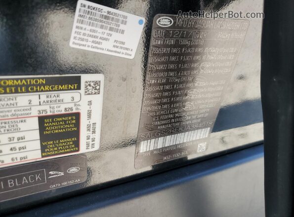 SALGS2RE8JA384018 2018 LAND ROVER RANGE Black 360 interior view