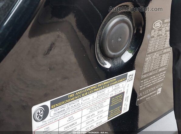 SALYJ2EX0NA345590 2022 LAND ROVER RANGE ROVER VELAR Черный Вид подкапотного пространства