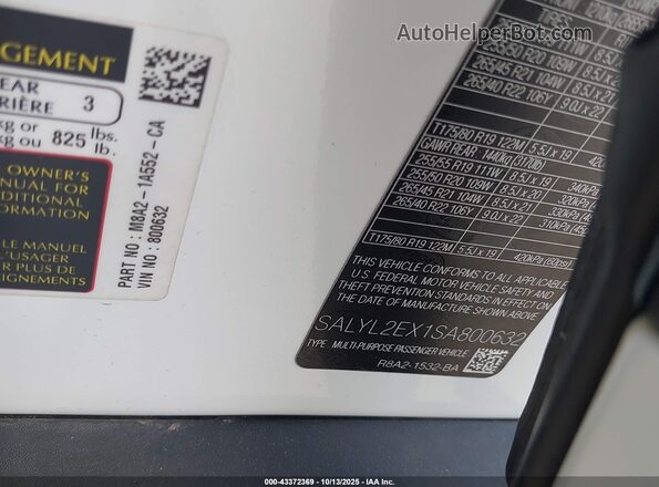 SALYL2EX1SA800632 2025 LAND ROVER RANGE ROVER VELAR Белый Вид подкапотного пространства