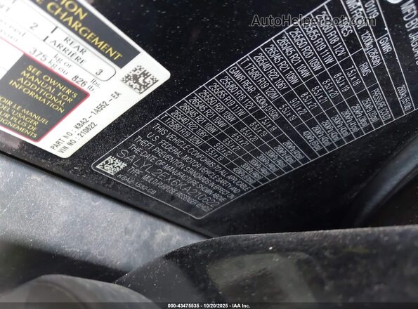 SALYL2EX6KA210622 2019 LAND ROVER RANGE ROVER VELAR Black Engine compartment view