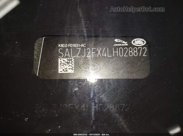 SALZJ2FX4LH028872 2020 LAND ROVER RANGE ROVER EVOQUE White 