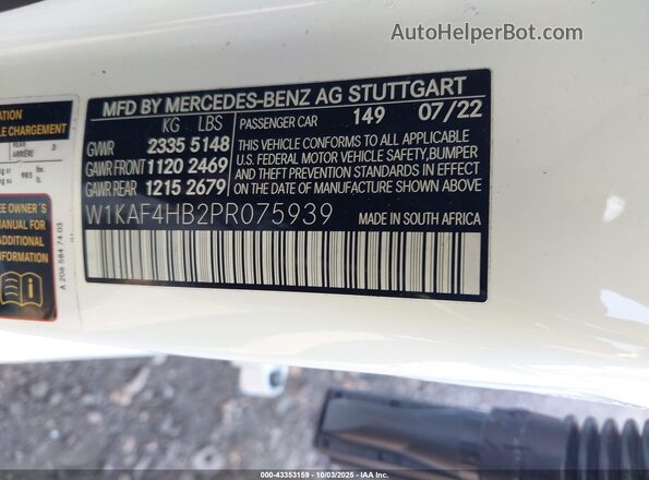 W1KAF4HB2PR075939 2023 MERCEDES-BENZ C-CLASS White Widok komory silnika
