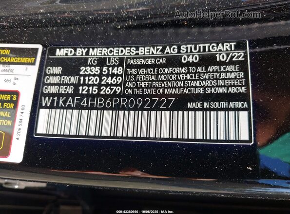 W1KAF4HB6PR092727 2023 MERCEDES-BENZ C-CLASS Black Engine compartment view
