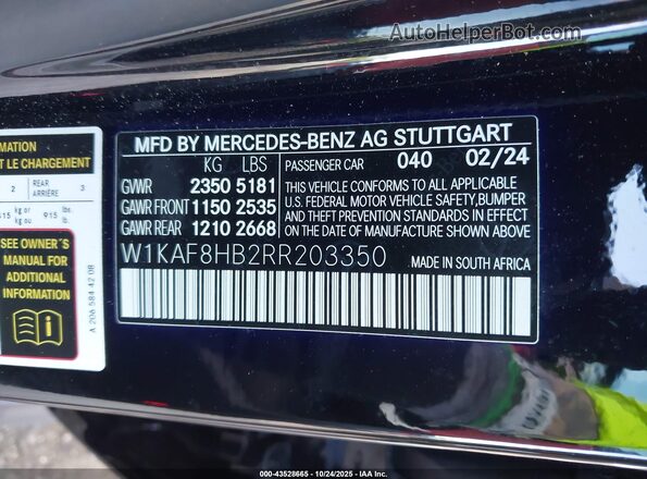 W1KAF8HB2RR203350 2024 MERCEDES-BENZ AMG C 43 Черный Вид подкапотного пространства