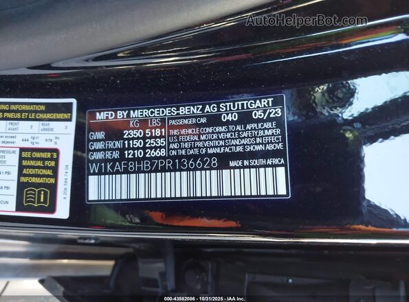 W1KAF8HB7PR136628 2023 MERCEDES-BENZ AMG C 43 Черный Вид подкапотного пространства