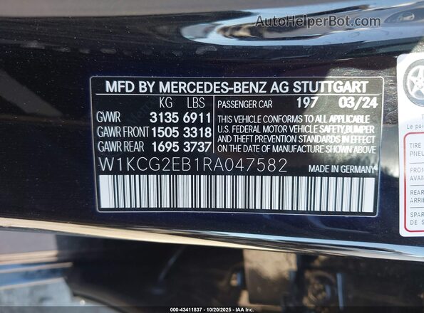 W1KCG2EB1RA047582 2024 MERCEDES-BENZ EQS 450 Черный Вид подкапотного пространства