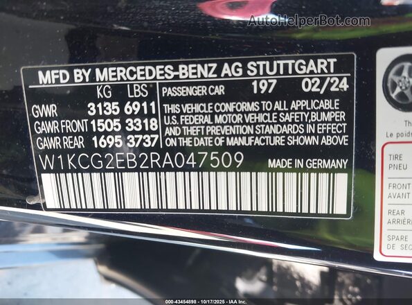 W1KCG2EB2RA047509 2024 MERCEDES-BENZ EQS 450 Черный Вид подкапотного пространства